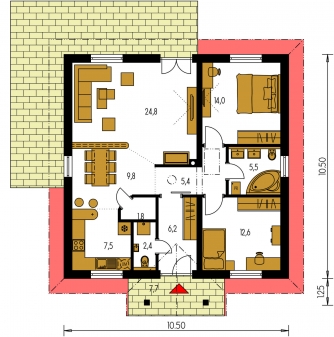Floor plan of ground floor - BUNGALOW 69